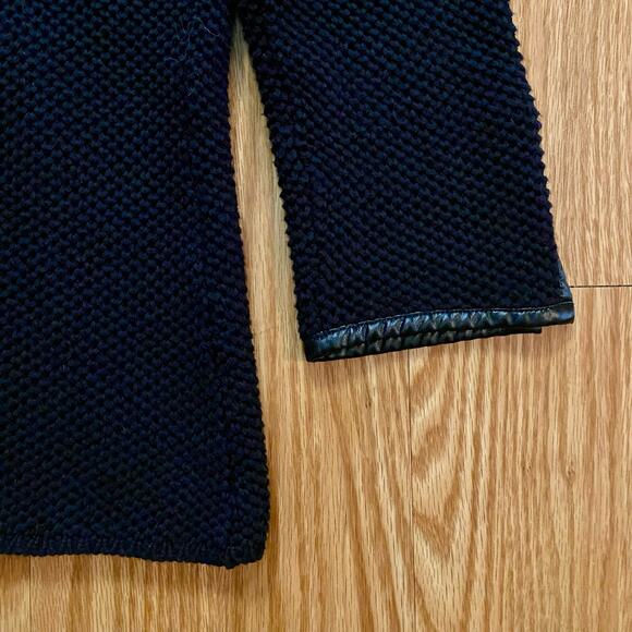 Chicos Black Knit Fringe Leather Cardigan Jacket Womens Small - Picture 9 of 16